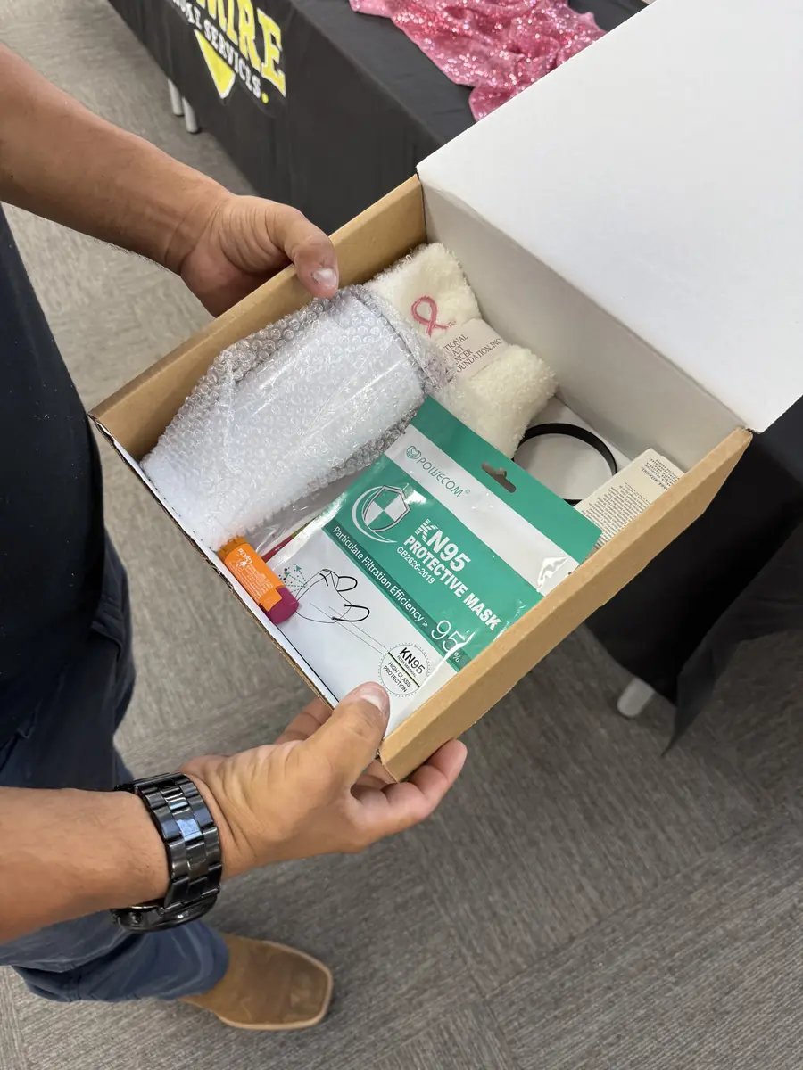 Close-up of an open HOPE Kit showing the comfort and care items inside
