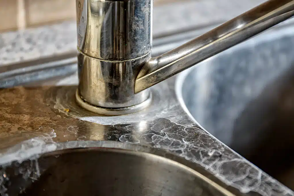 close up of a water residue from hard water